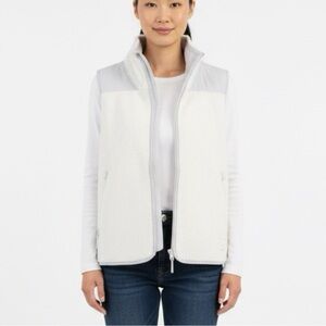 Under Armour Mission Vest Large White Bouclé Fleece Gray Windproof Panels EUC